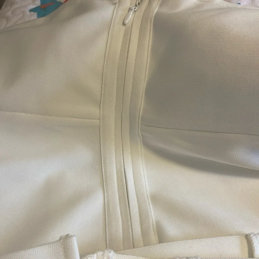 NovaLuxe  Mira Embellished Maxi Gown White Front Slit Strapless Size Large - Picture 15 of 16